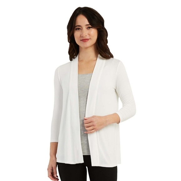 AB Studio Cream Open Front Cardigan - Picture 1 of 8